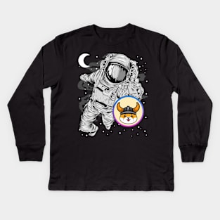 Astronaut Reaching Floki Inu Coin Floki Army To The Moon Crypto Token Cryptocurrency Wallet Birthday Gift For Men Women Kids Kids Long Sleeve T-Shirt